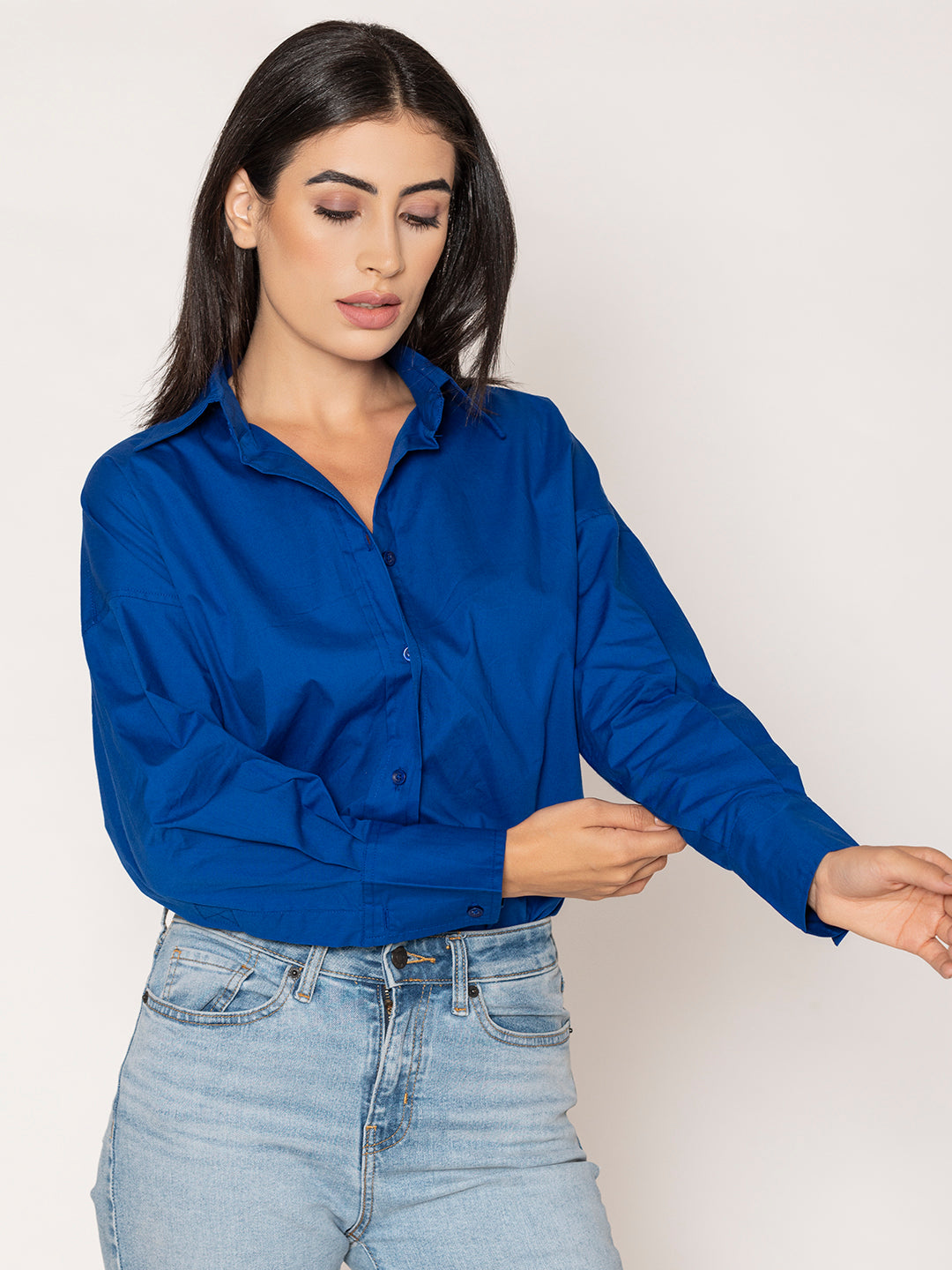 Royal Blue Baggy Oversized Fit Pure Cotton Poplin Shirt – LOUNGE