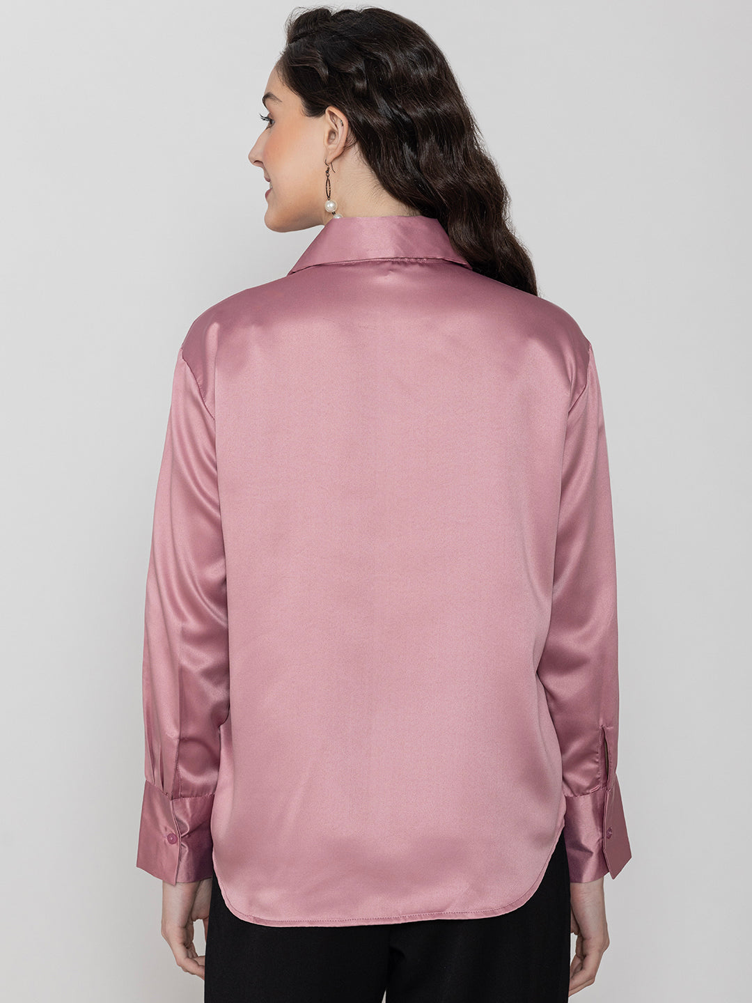 Light Pink Milano Satin Relaxed Fit Shirt