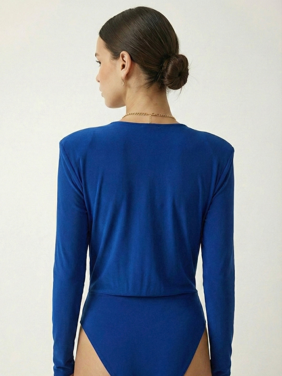 Royal Blue V-Neck Bodysuit Top