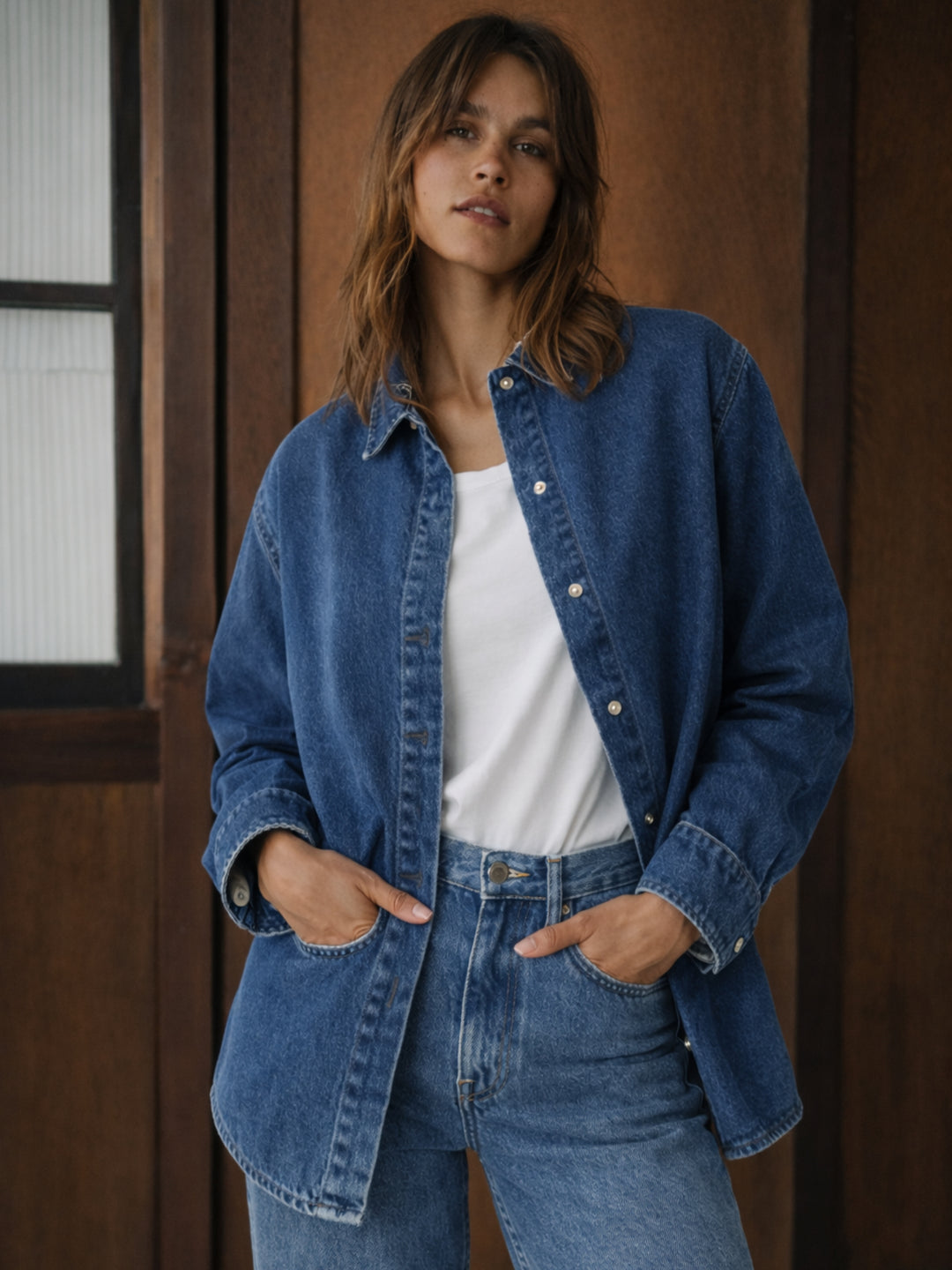 Dark Blue Oversized Denim Shirt
