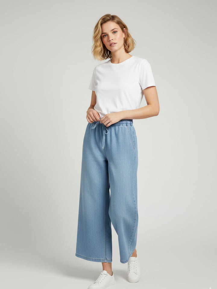 Light Blue Denim Drawstring Trousers