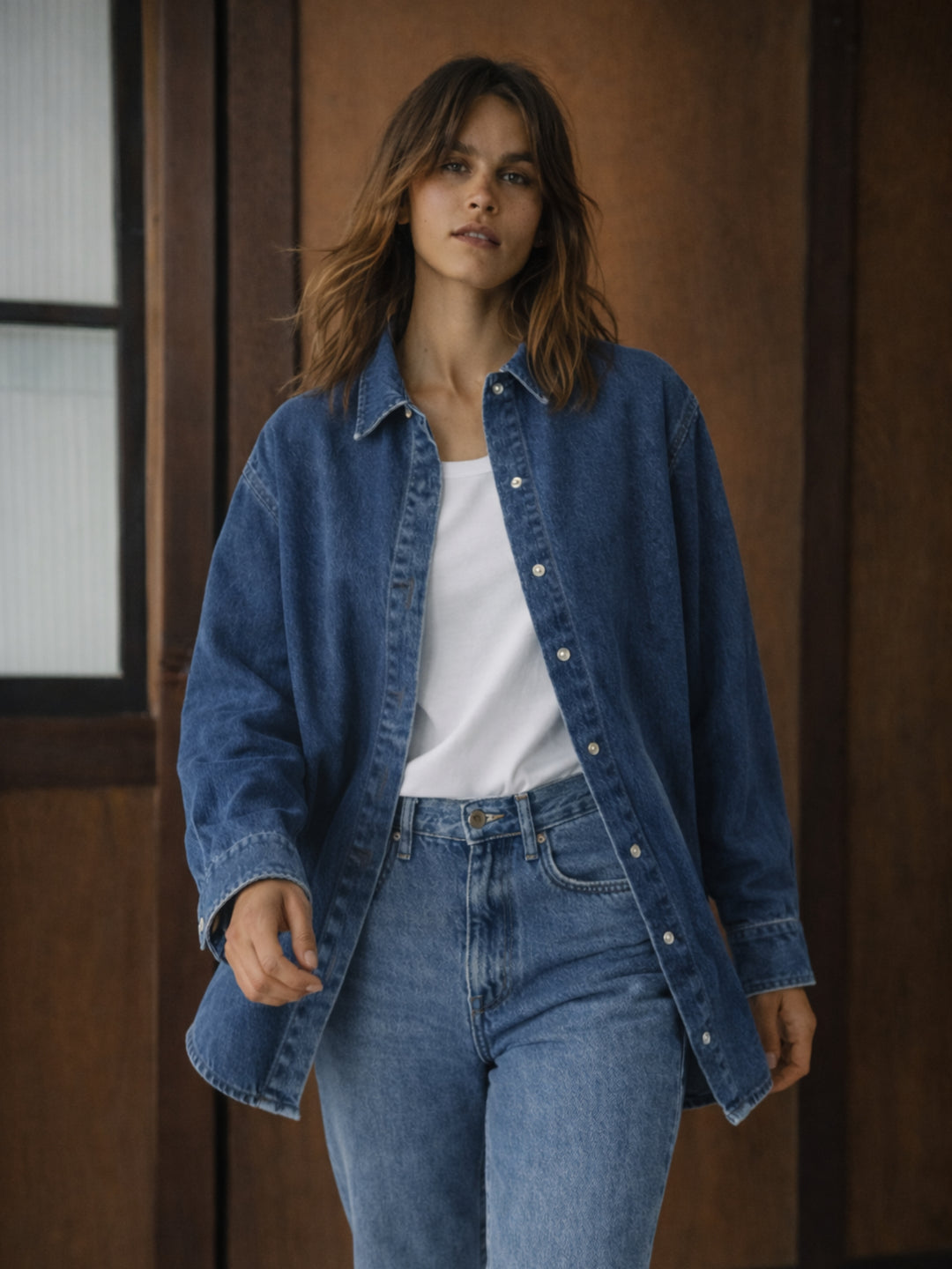 Dark Blue Oversized Denim Shirt