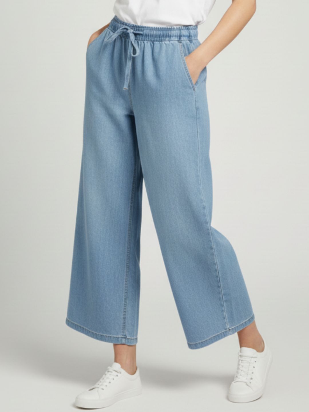 Light Blue Denim Drawstring Trousers