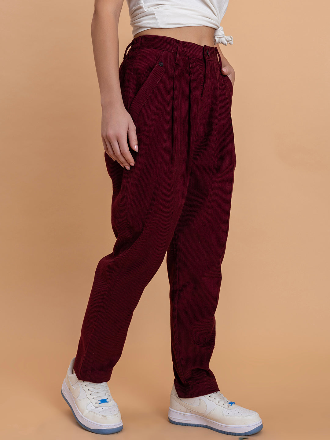 Maroon Corduroy Baggy Trouser