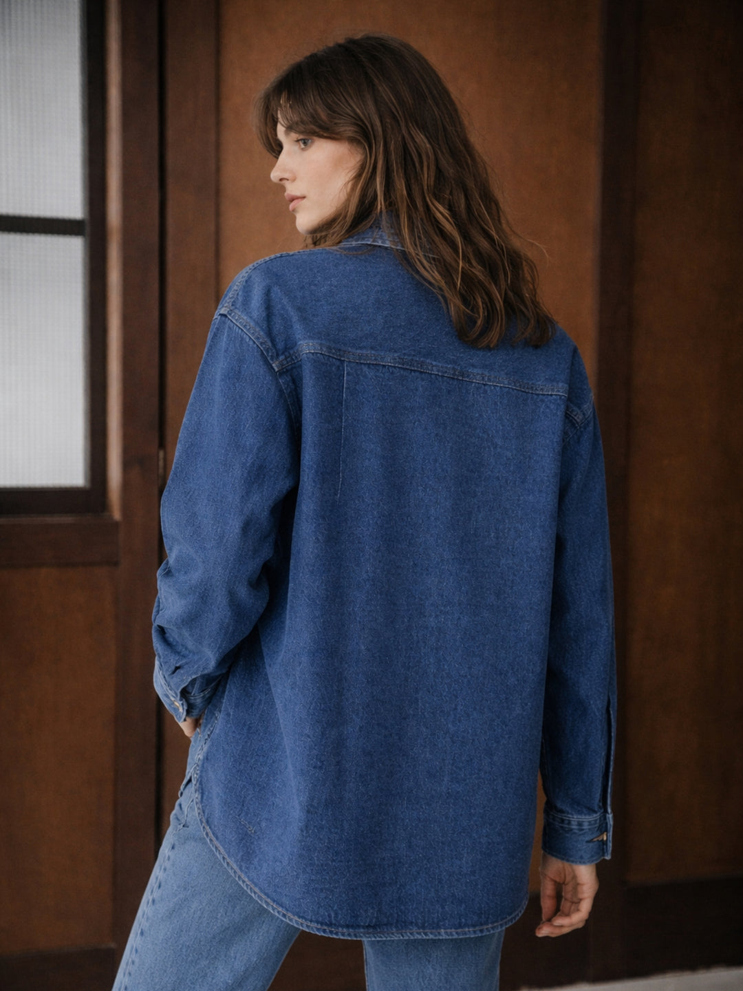 Dark Blue Oversized Denim Shirt