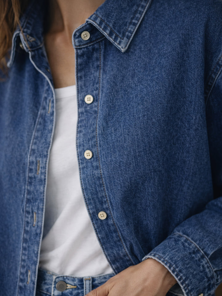 Dark Blue Oversized Denim Shirt