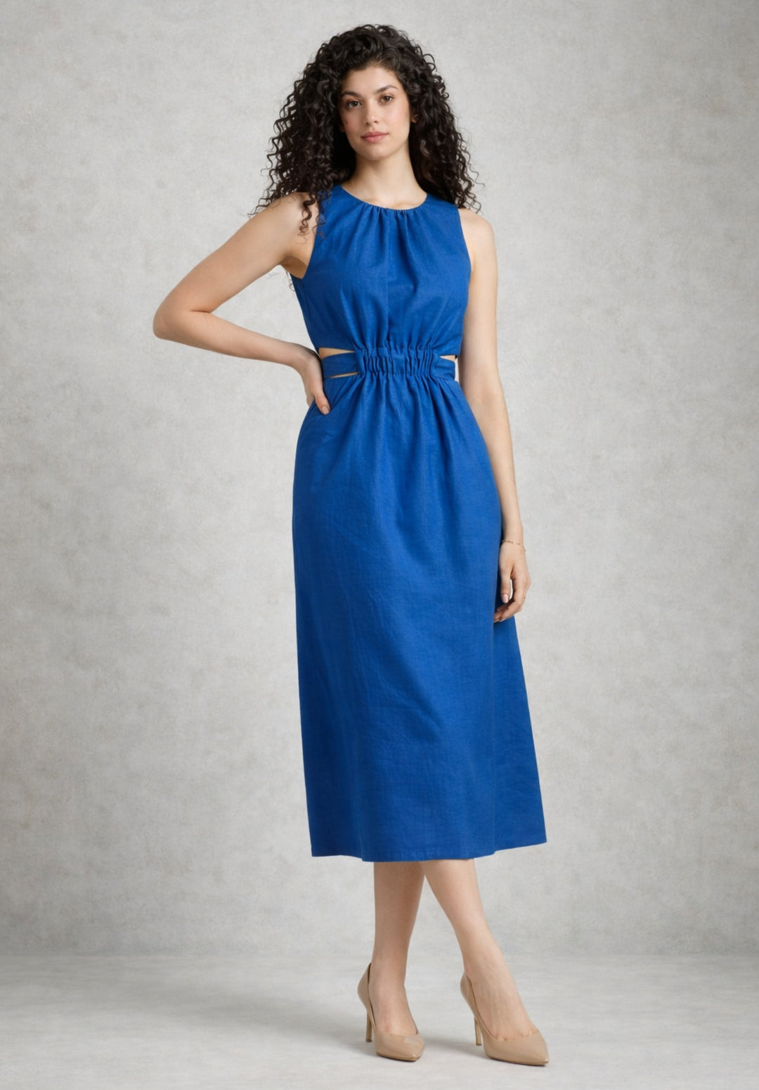 Blue Pure Cotton A-Line Dress