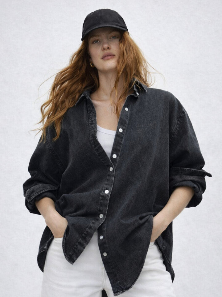 Black Oversized Denim Shirt