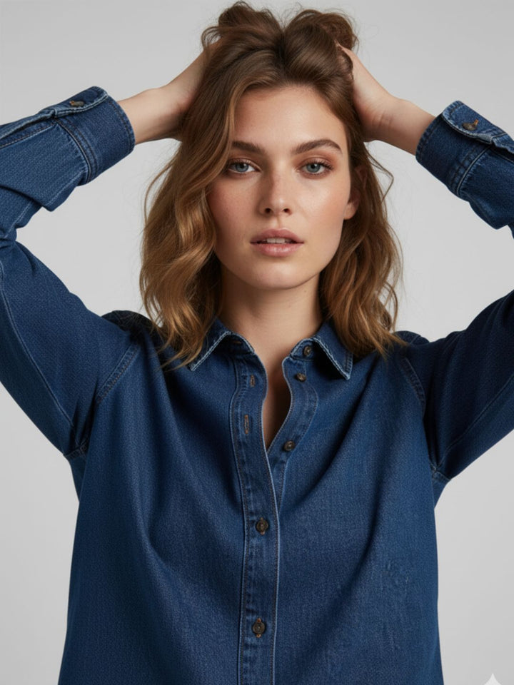 Dark Blue Oversized Denim Shirt