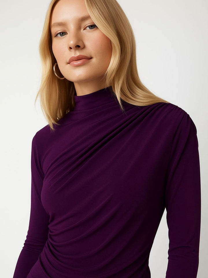 Maroon High Neck Top