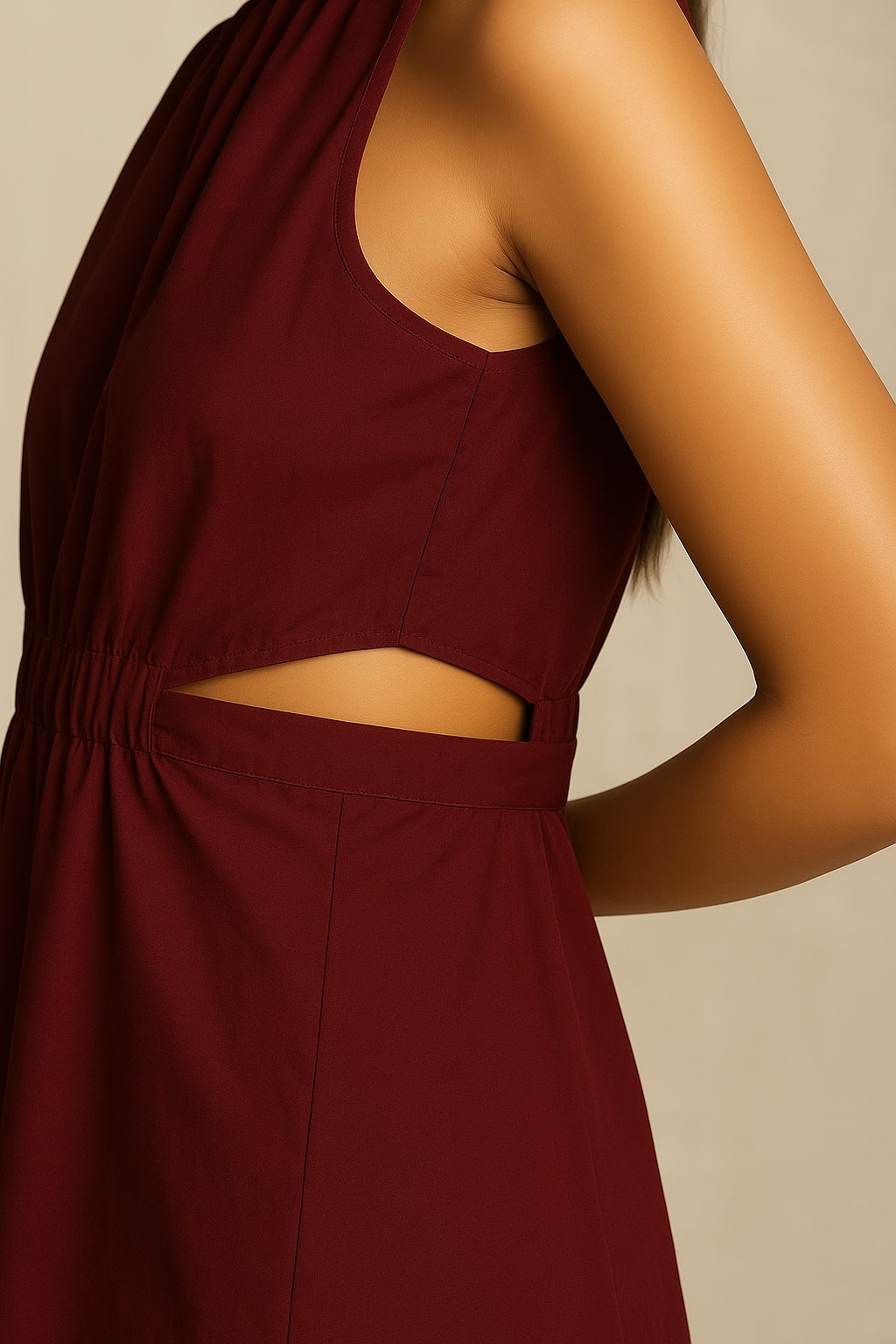 Brown Pure Cotton A-Line Dress