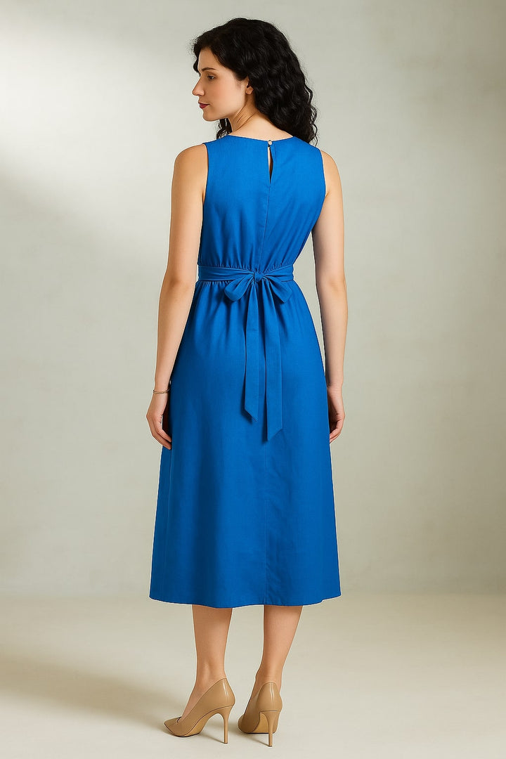 Blue Pure Cotton A-Line Dress