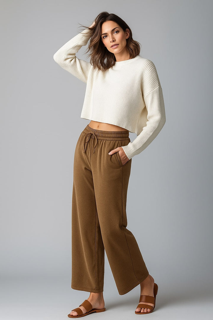 Brown Velvet Drawstring Trousers