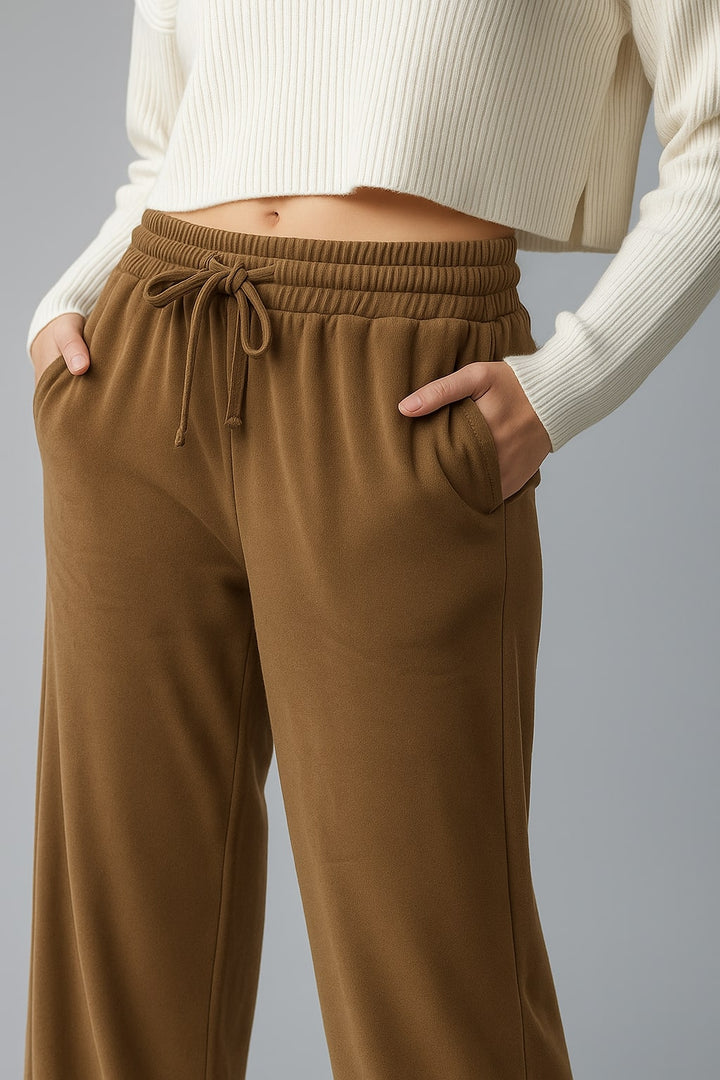Brown Velvet Drawstring Trousers