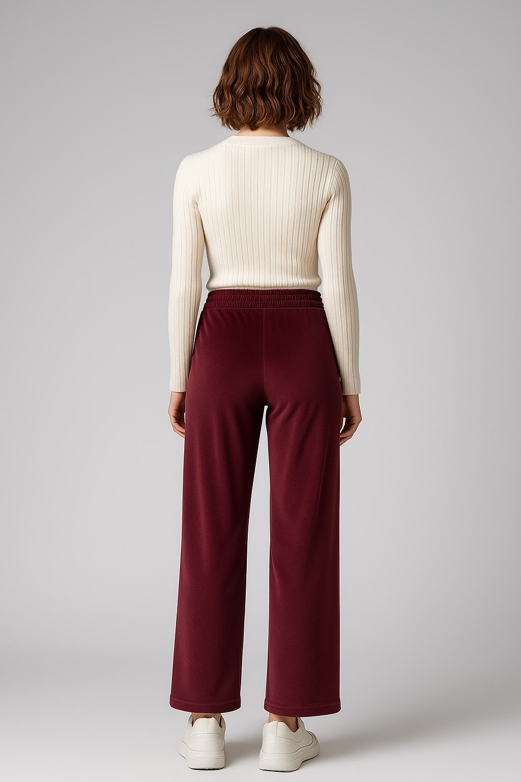 Maroon Velvet Drawstring Trousers