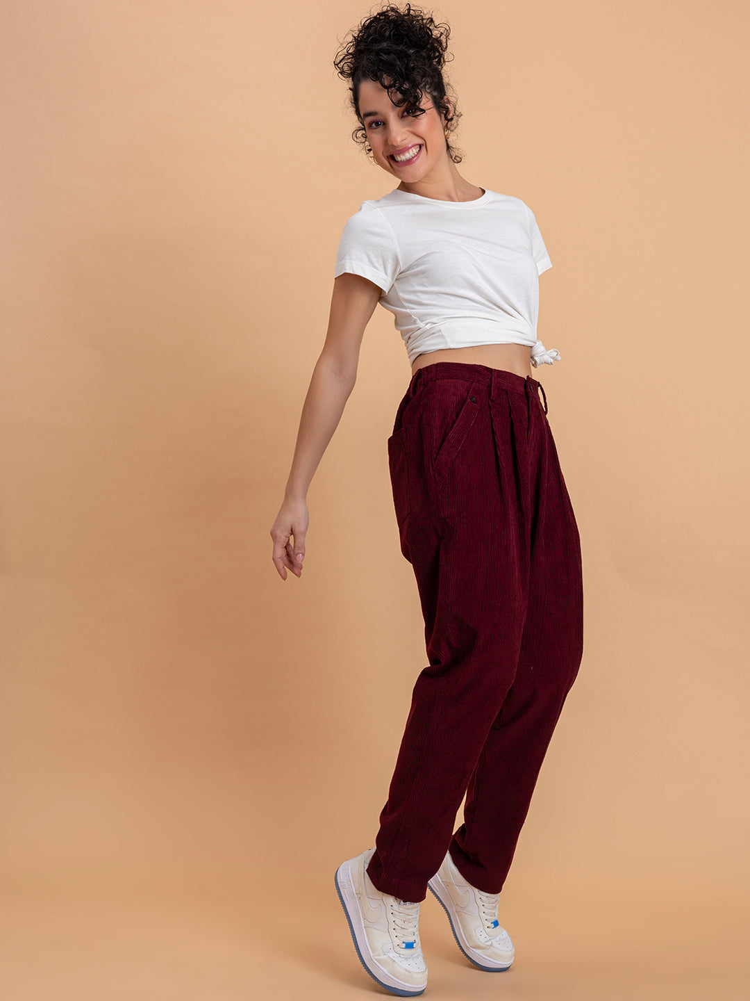 Maroon Corduroy Baggy Trouser