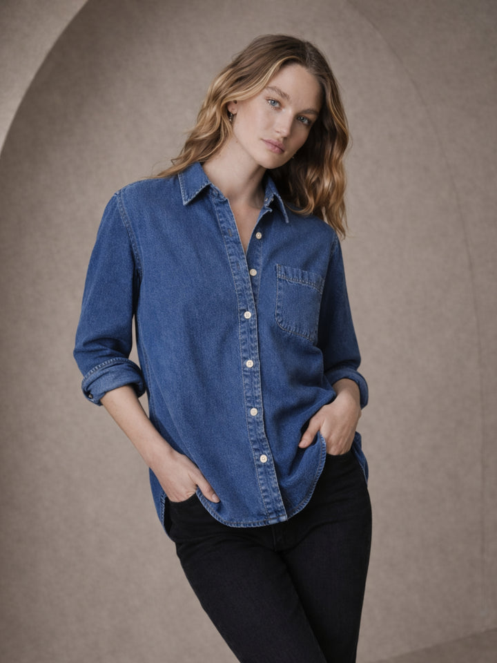 Dark Blue Pocket Denim Shirt