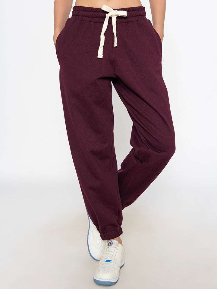 Wine Polyester Jogger