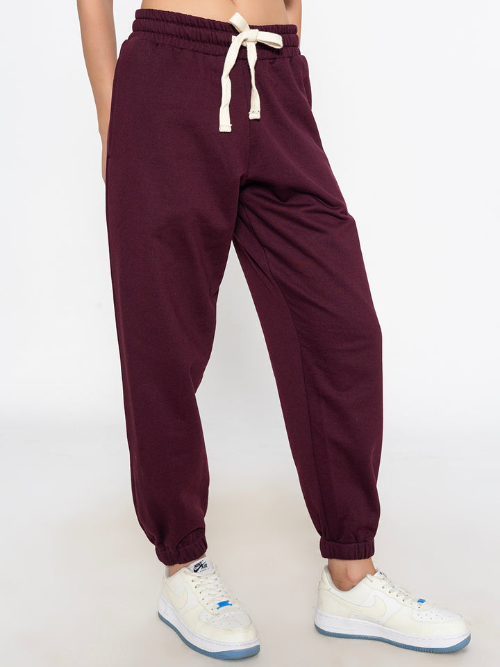 Wine Polyester Jogger