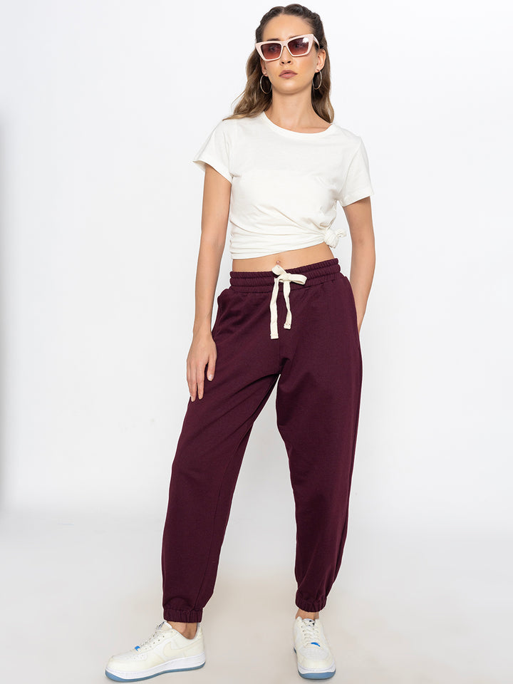 Wine Polyester Jogger