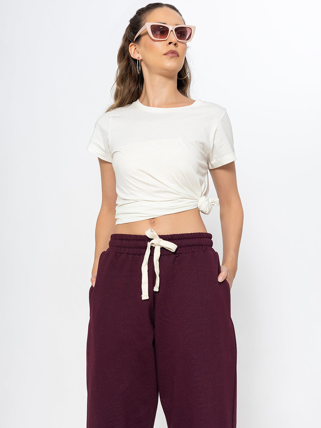 Wine Polyester Jogger