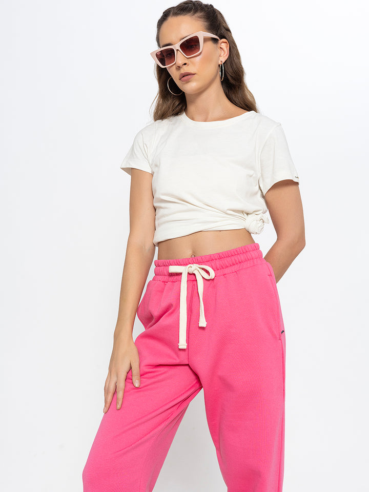 Pink Polyester Jogger