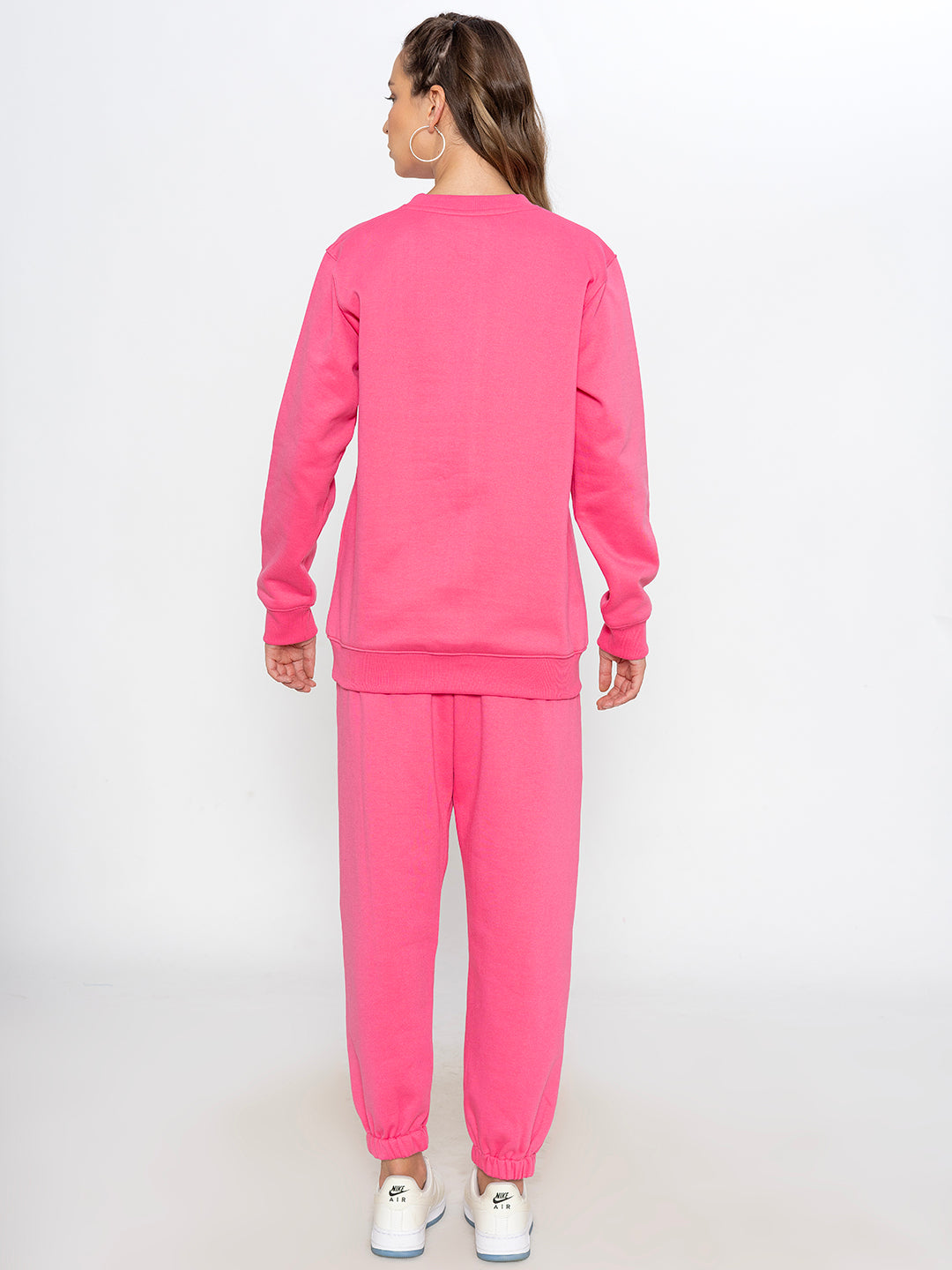 Pink Basic Sweatshirt Jogger Co-ord Set