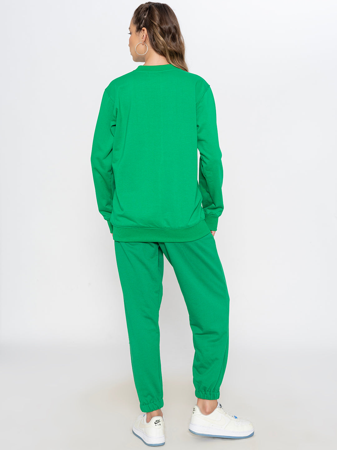 Green Basic Sweatshirt Jogger Co-ord Set