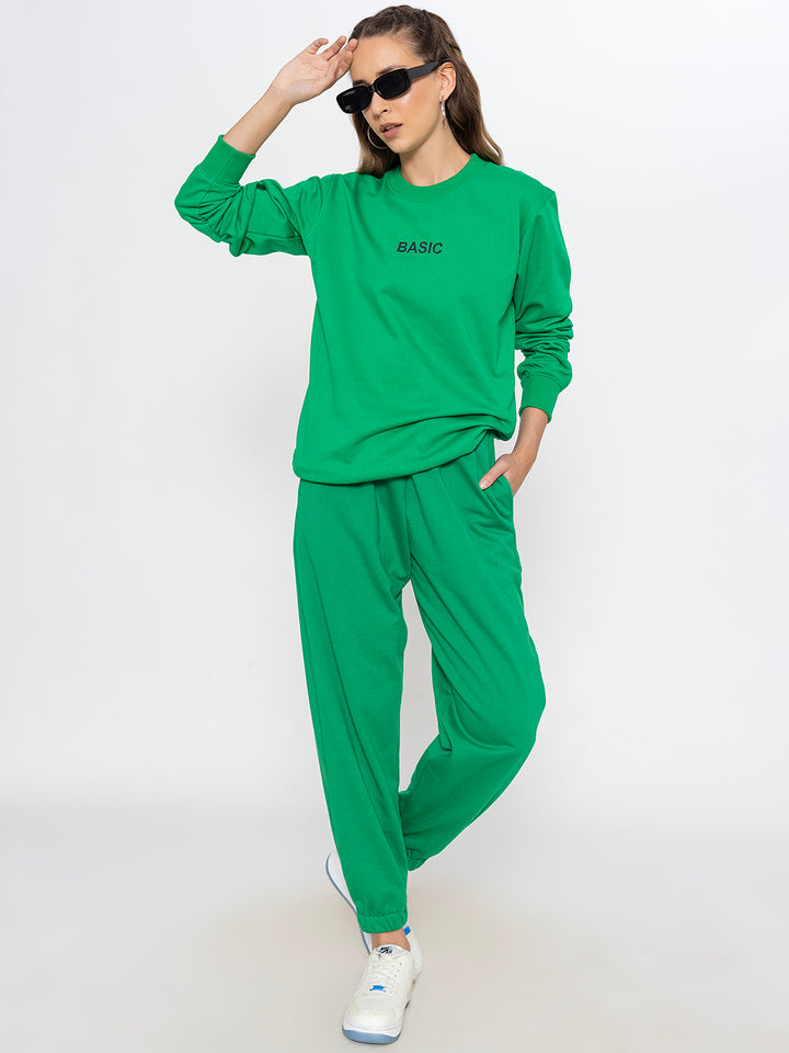 Green Basic Sweatshirt Jogger Co-ord Set