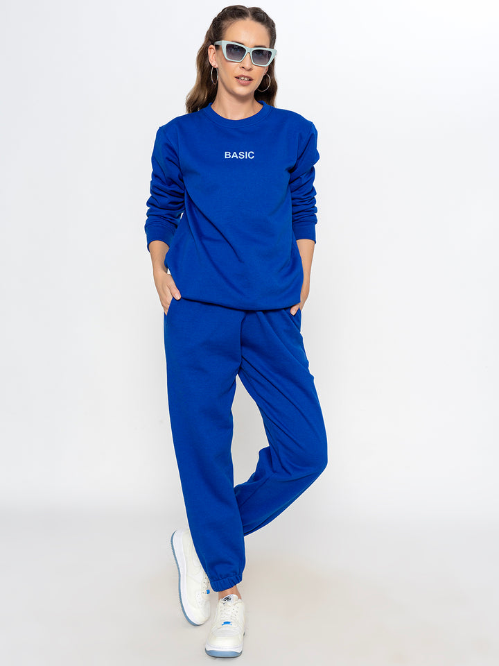 Blue Basic Sweatshirt Jogger Co-ord Set