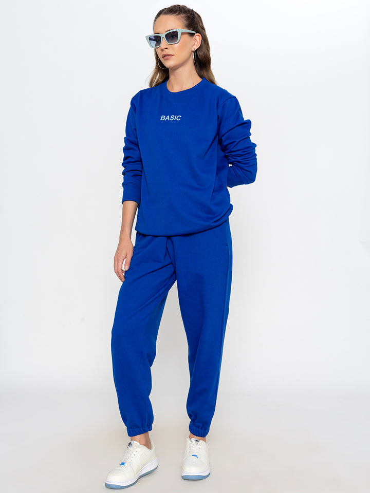 Blue Basic Sweatshirt Jogger Co-ord Set