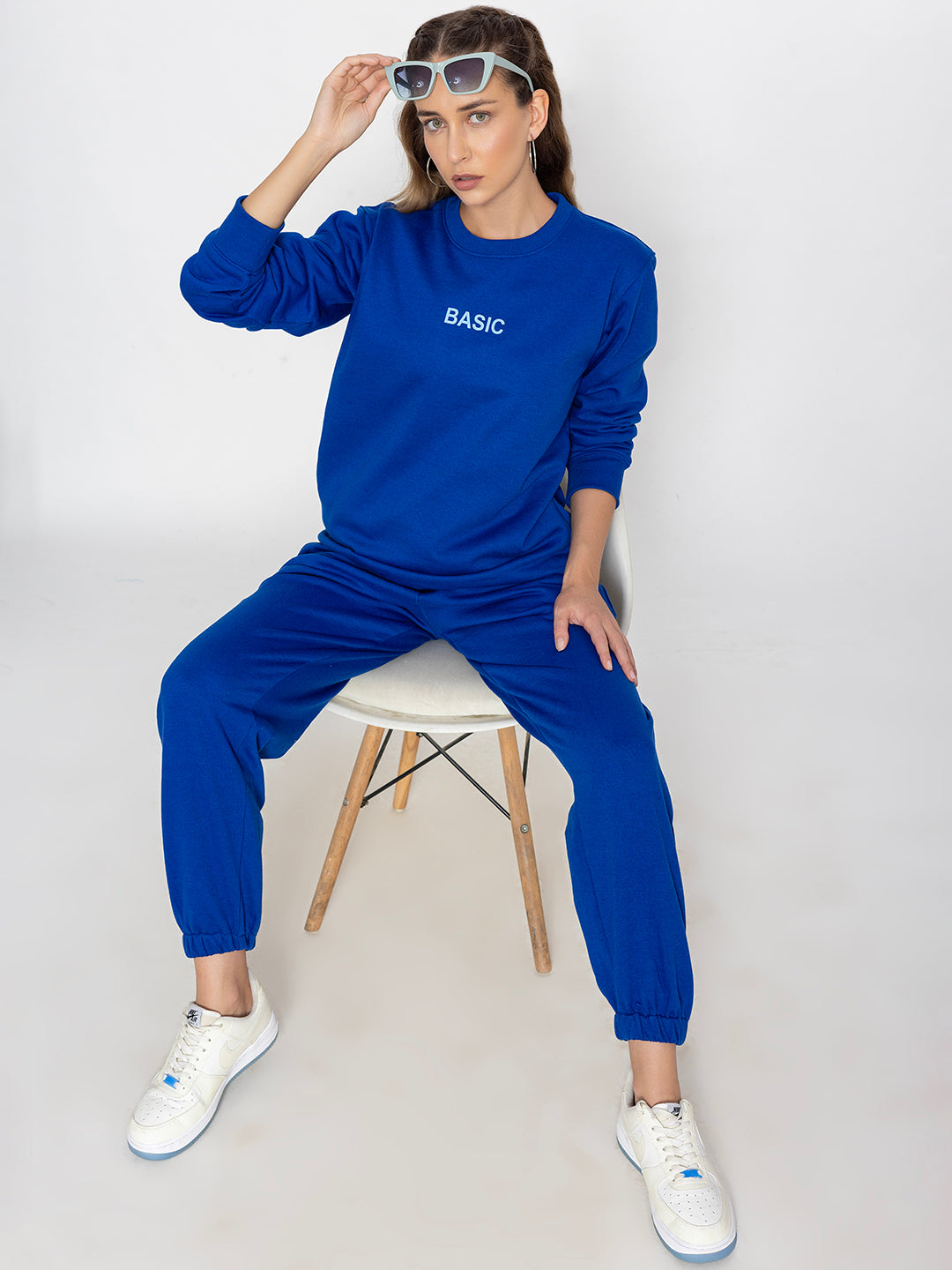 Blue Basic Sweatshirt Jogger Co-ord Set