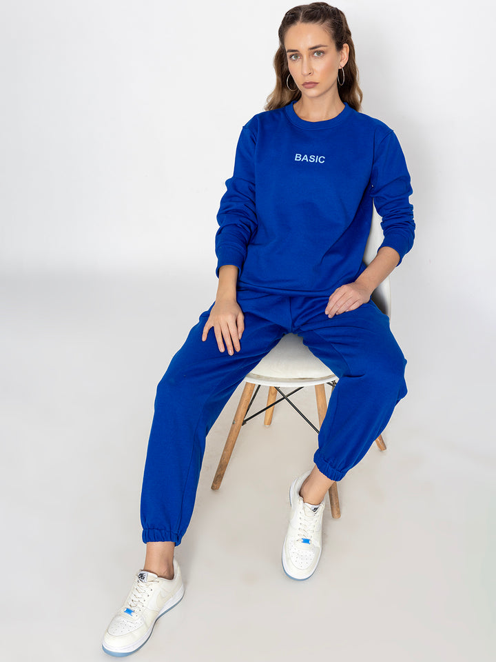 Blue Basic Sweatshirt Jogger Co-ord Set