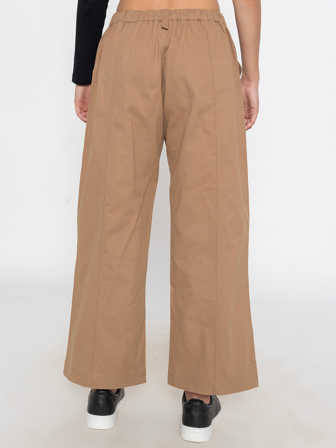 Beige Cotton Baggy Trouser