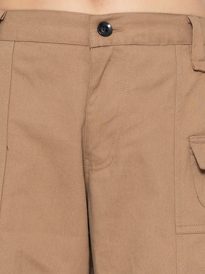 Beige Cotton Baggy Trouser