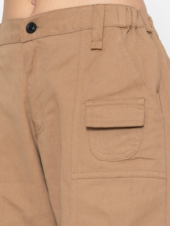 Beige Cotton Baggy Trouser