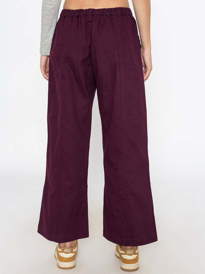 Wine Cotton Baggy Trouser