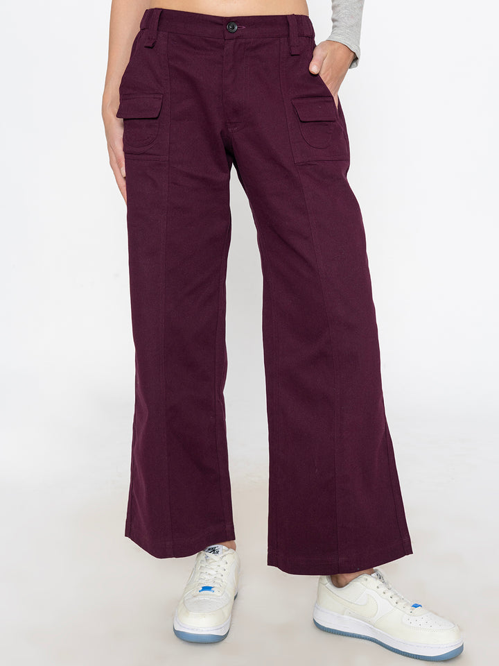 Wine Cotton Baggy Trouser