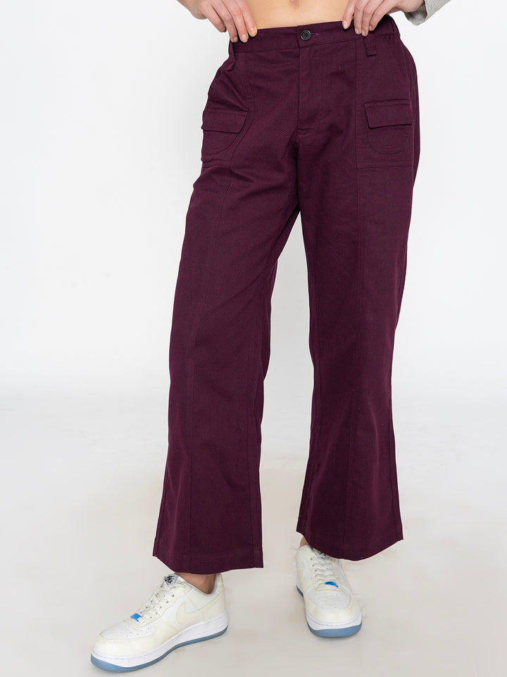 Wine Cotton Baggy Trouser