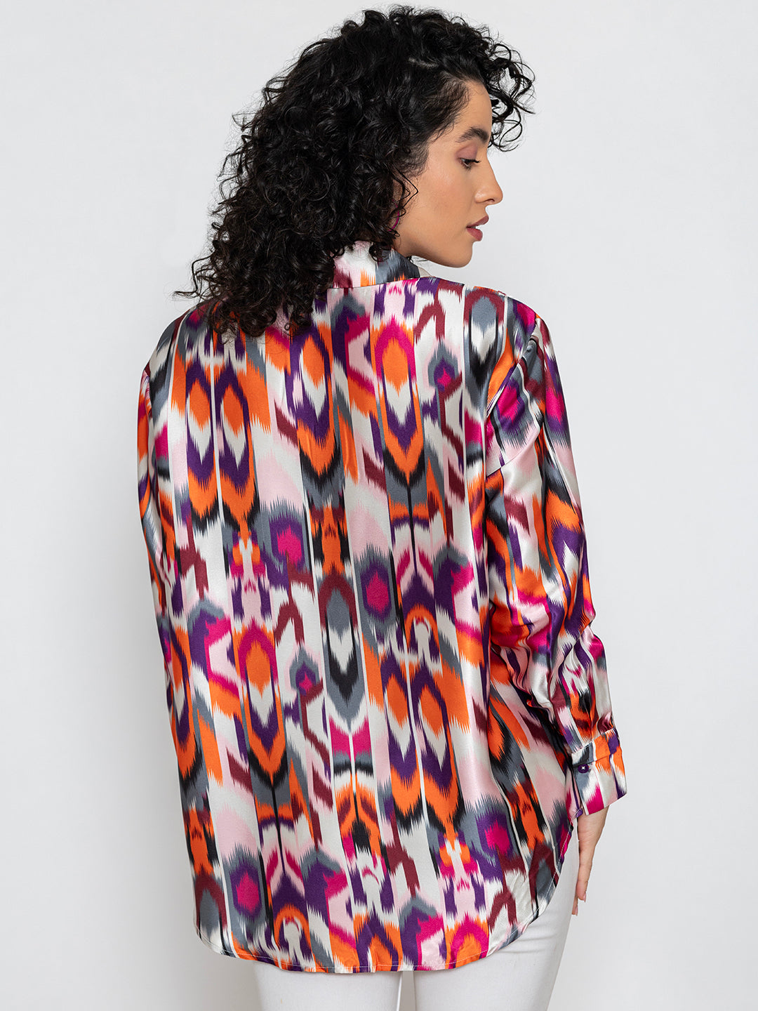 Atik Multicolor Printed Satin Relaxed Fit Shirt