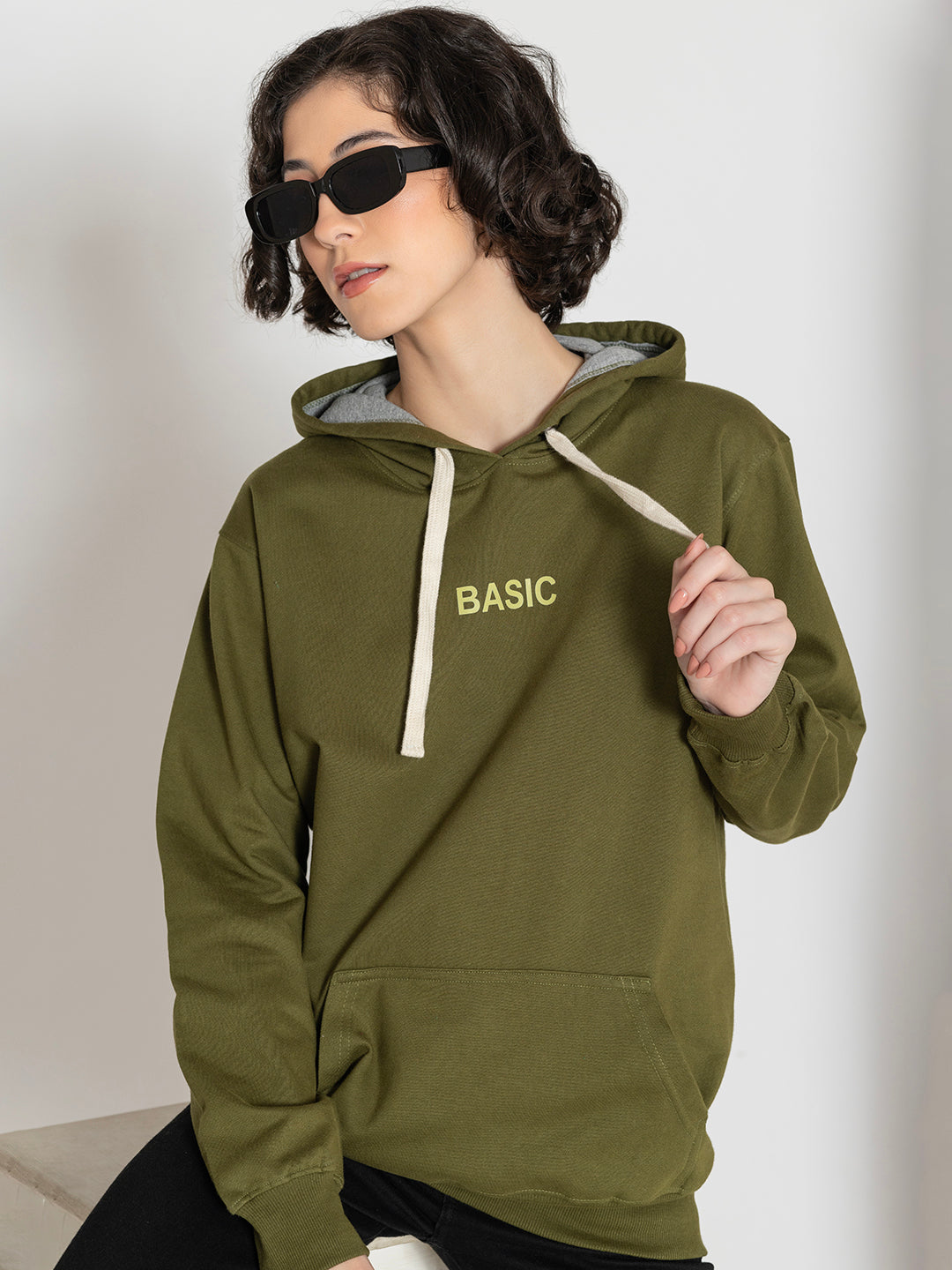 Olive Basic Fleece Hoodie