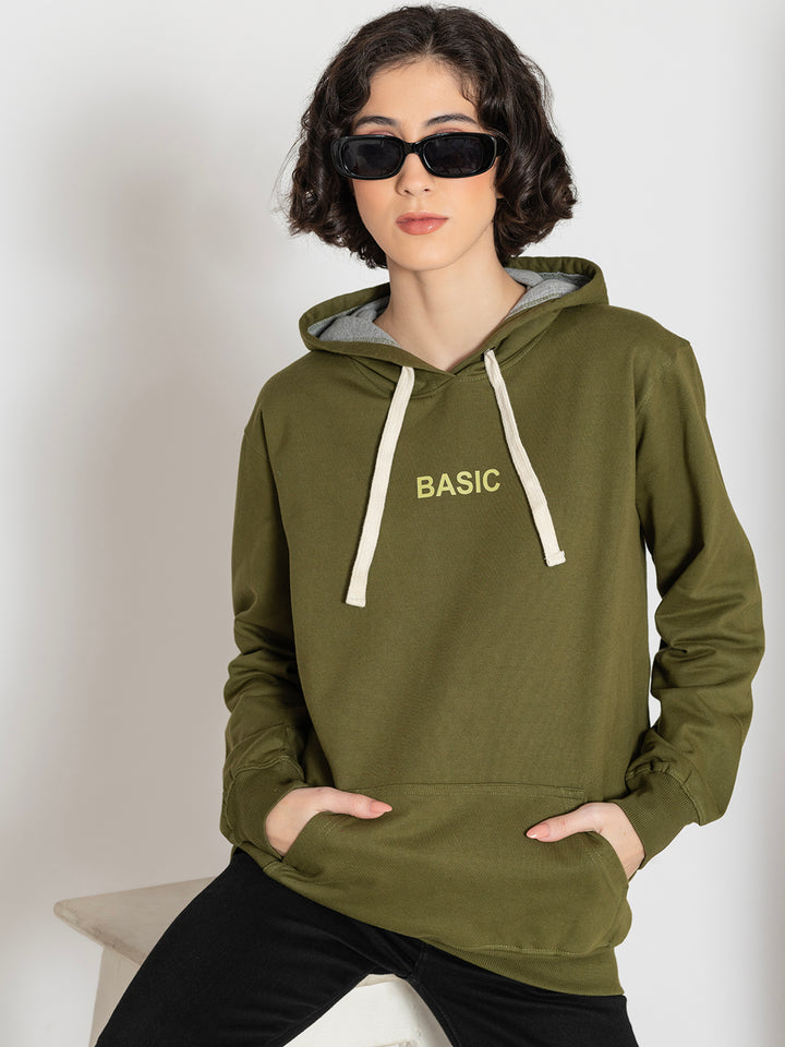 Olive Basic Fleece Hoodie