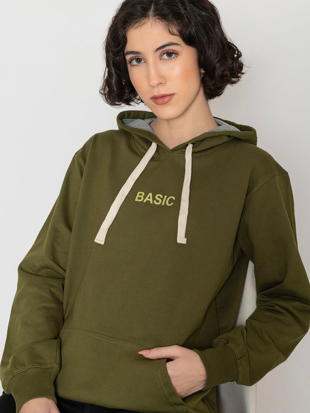 Olive Basic Fleece Hoodie