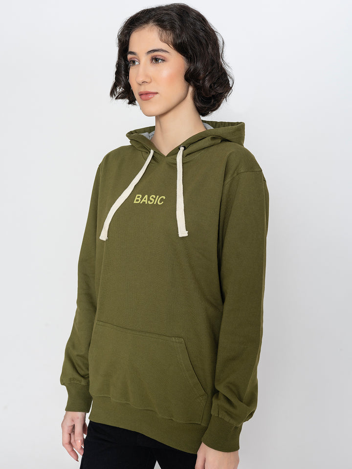 Olive Basic Fleece Hoodie