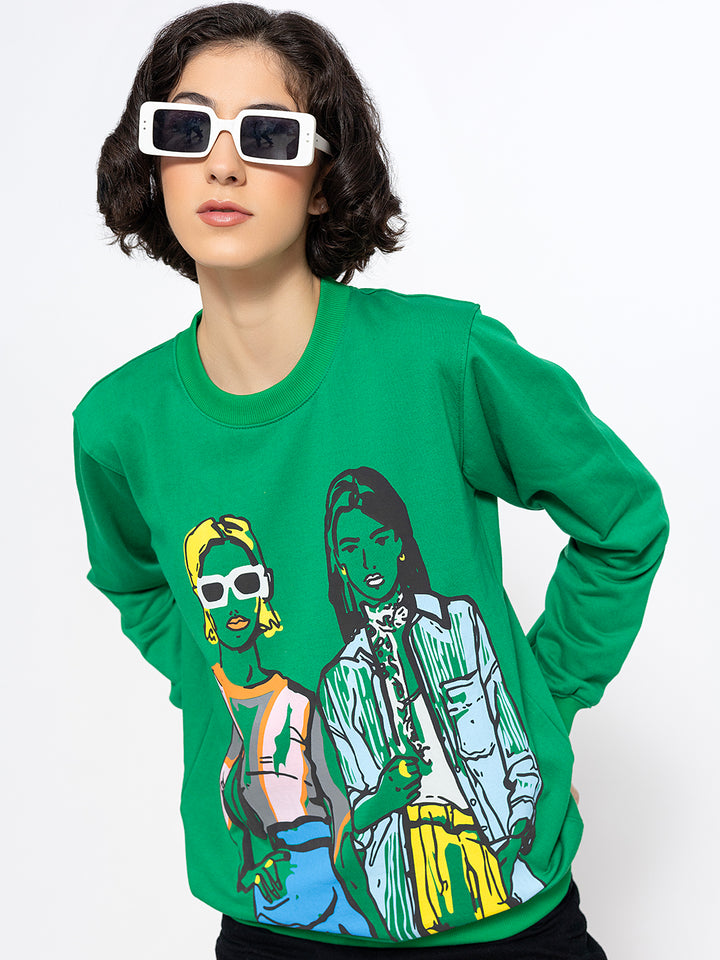 Green Two Girls SweatShirt