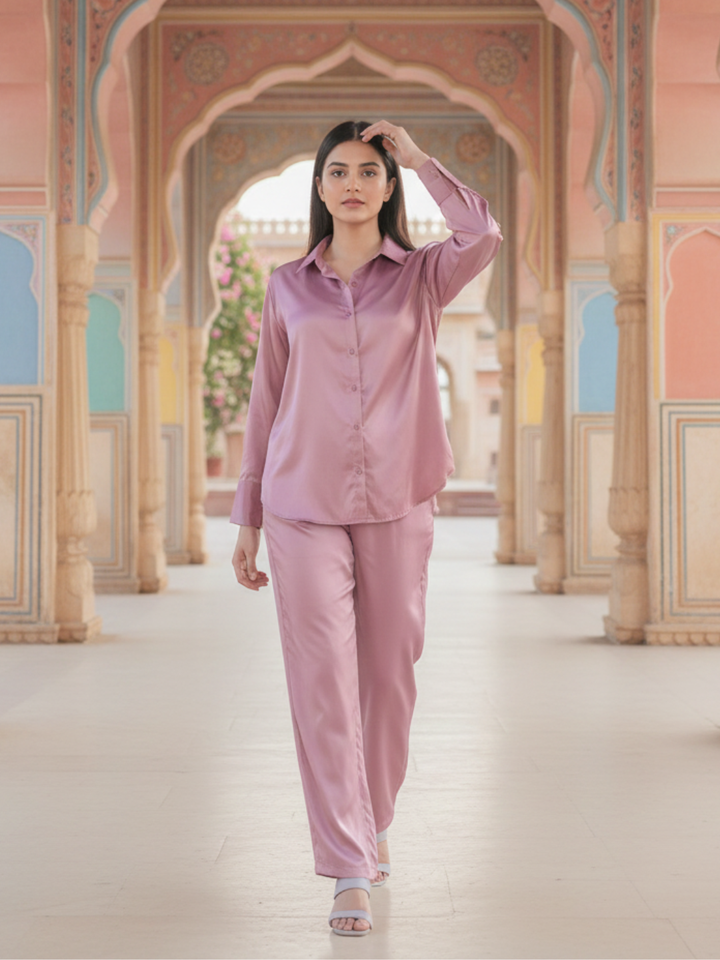 Light Pink Milano Satin Co-ords