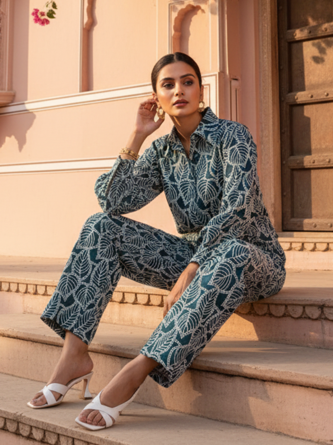 Jacob Pure Cotton Schiffli Embroidered Women's Co-ord Set