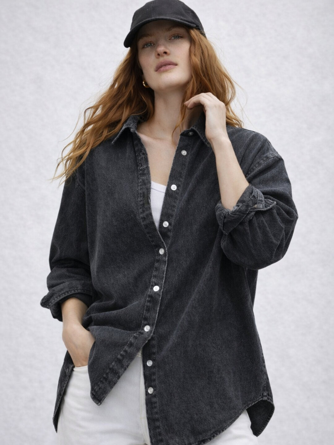 Black Oversized Denim Shirt