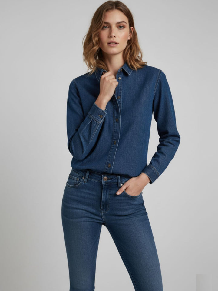 Dark Blue Oversized Denim Shirt