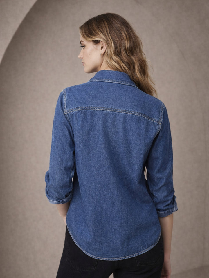 Dark Blue Pocket Denim Shirt